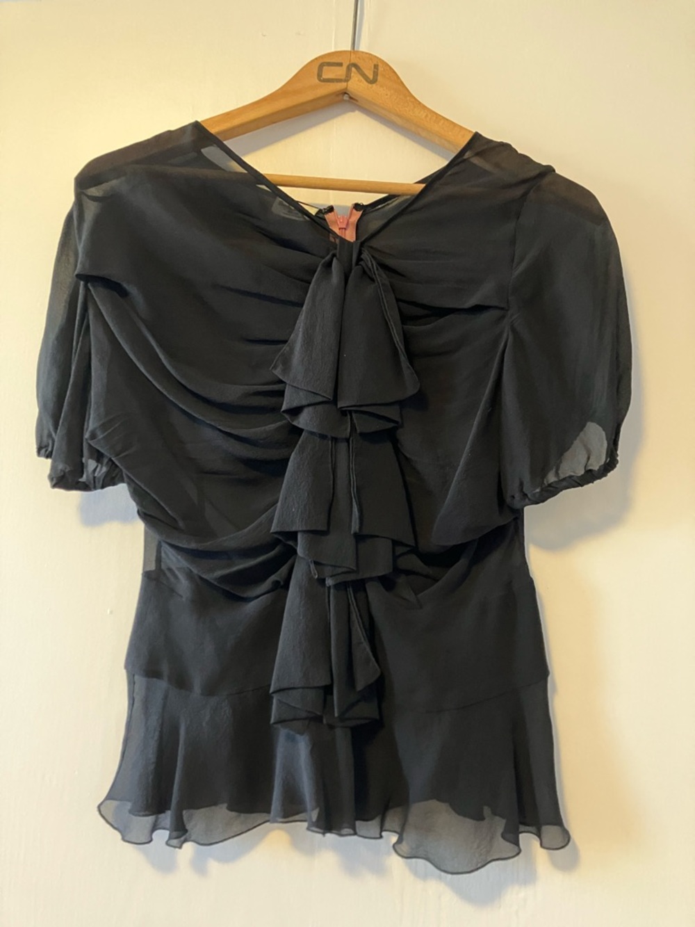 Paul Smith Black Ruffle-Front Chiffon Blouse